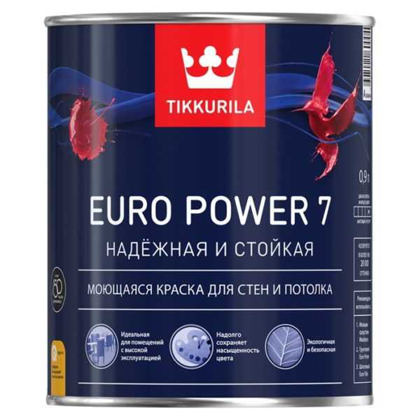 Краска латексная для внутренних работ Тиккурила Евро POWER 7, База А, матовая 0,9л