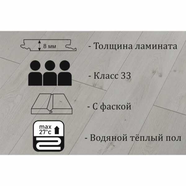 Ламинат Kastamonu IND33TV-FP629, 1380×193×8 мм, 33 класс, 2.131 м2, цвет дуб сопрано